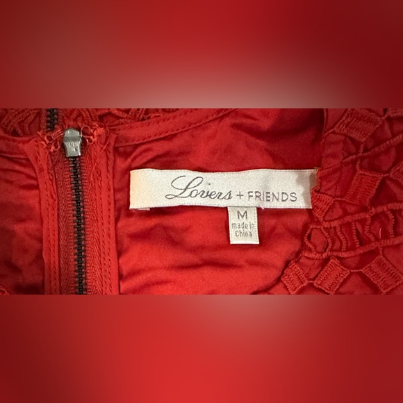 Revolve| Lovers + Friends Warm Red Sleeveless Crochet Lace Mini Shift Dress - Picture 11 of 11